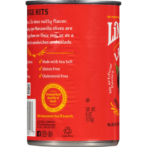 Bell Carter Foods Lindsay Large Black Pitted Ripe Olives, 6 Ounce -- 24 per case.