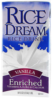 Hain Celestial Non-Dairy Vanilla Enriched Rice Dream Beverage, 64 Ounce -- 8 per case.