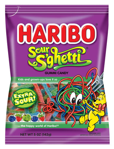 Haribo Sour Sghetti Gummy Candy, 5 Ounce -- 12 per case.