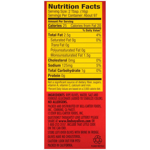 Lindsay Black Ripe Sliced Olives, 55 Ounce -- 6 per case