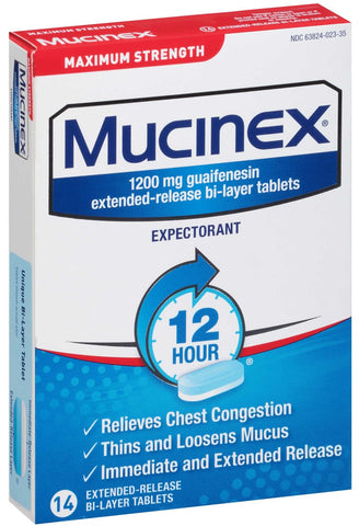 Reckitt Benckiser Mucinex Maximum Strength Expectorant Tablet, 14 per unit -- 24 per case