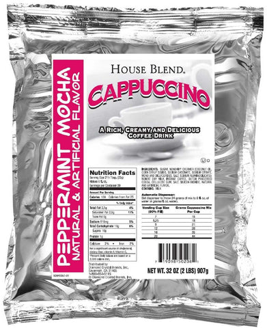 House Blend Peppermint Mocha Cappuccino Mix, 2 Pound -- 6 per case