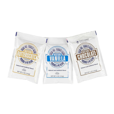 Chefs Companion Assorted Instant Pudding Mix, 5 Ounce -- 12 per case.