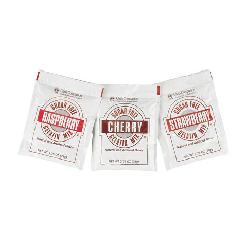 Chefs Companion Assorted Sugar Free Red Gelatin Mix, 2.75 Ounce -- 18 per case.