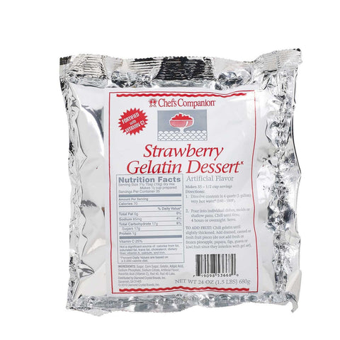 Chefs Companion Strawberry Gelatin Mix, 24 Ounce -- 12 per case.