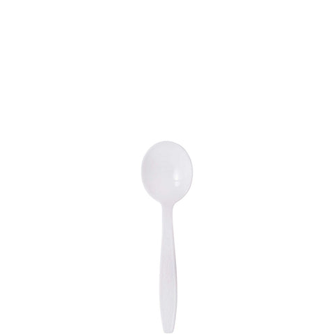 SOLO Cup Company Heavyweight Polystyrene Soup Spoons, Guildware Design, White, 1000/Carton