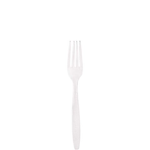 SOLO Cup Company Guildware Heavyweight Plastic Cutlery, Forks, Clear, 1000/Carton