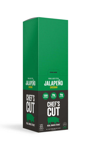 Chefs Cut Jalapeno Cheddar Real Snack Sticks, 1 Ounce -- 48 per case.