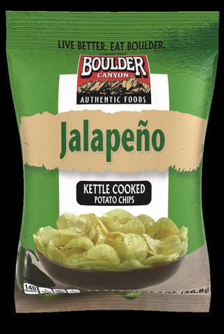 Boulder Canyon Jalapeno Kettle Cooked Potato Chips, 2 Ounce -- 8 per case.