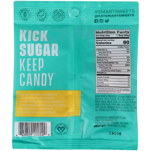 Smartsweets Peach Rings Gummy Candy, 1.8 Ounce -- 12 per case