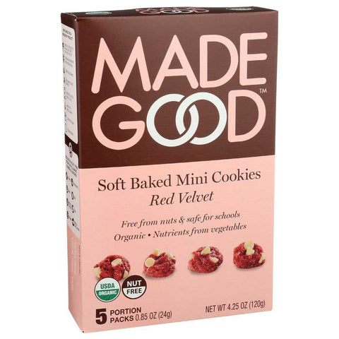 MadeGood Organic Red Velvet Soft Baked Mini Cookies, 4.25 Ounce -- 6 per case