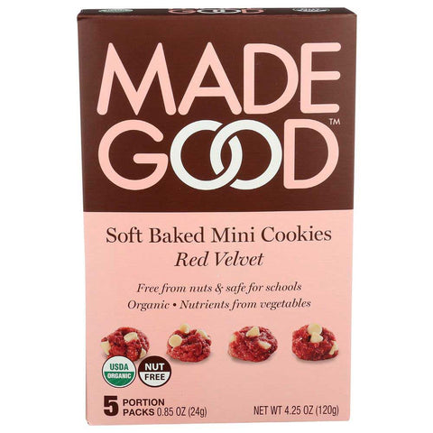 MadeGood Organic Red Velvet Soft Baked Mini Cookies, 4.25 Ounce -- 6 per case