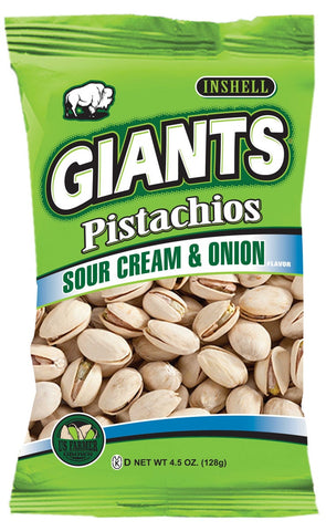 Giants 3 Flavors Sour Cream and Onion Original and Dill Pickle Pistachios - Shipper -- 48 per case
