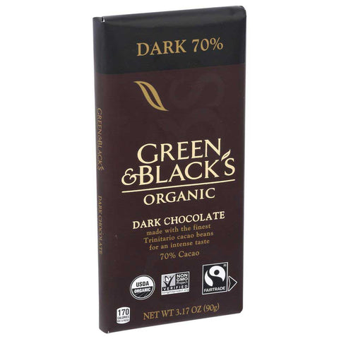 Green and Black Organic 70 Percent Cacao Dark Chocolate Bar, 3.17 Ounce -- 10 per case