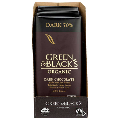 Green and Black Organic 70 Percent Cacao Dark Chocolate Bar, 3.17 Ounce -- 10 per case