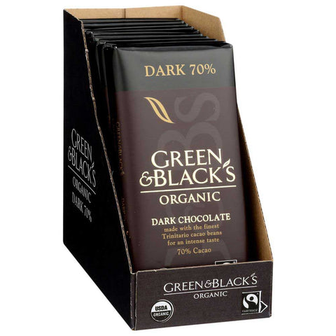 Green and Black Organic 70 Percent Cacao Dark Chocolate Bar, 3.17 Ounce -- 10 per case