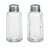 Tablecraft Stainless Steel Flat Top Paneled Glass Salt and Pepper Shaker, 2 Ounce -- 72 per case