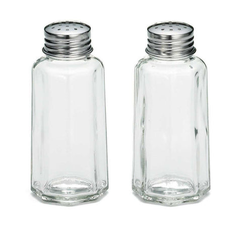 Tablecraft Stainless Steel Flat Top Paneled Glass Salt and Pepper Shaker, 2 Ounce -- 72 per case