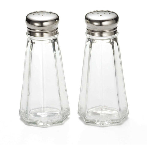 Tablecraft Stainless Steel Top Paneled Glass Salt and Pepper Shaker, 3 Ounce -- 72 per case