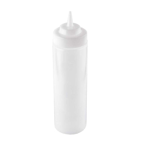 Tablecraft Clear LDPE 63MM Widemouth Cone Tip Squeeze Bottle with Natural Polypropylene Top, 24 Ounce -- 12 per case