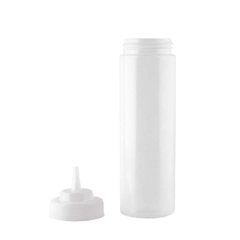 Tablecraft Clear LDPE 63MM Widemouth Cone Tip Squeeze Bottle with Natural Polypropylene Top, 24 Ounce -- 12 per case