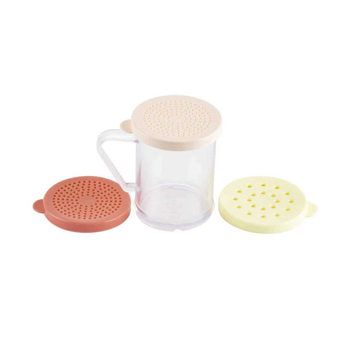 Tablecraft Plastic Dredge Shaker Set with Assorted Polyethylene Lid, 10 Ounce -- 12 per case