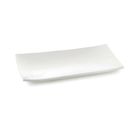 Tablecraft Frostone Collection White Melamine Textured Finish Rectangular Tray, 19.5 x 10.375 x 1.25 inch