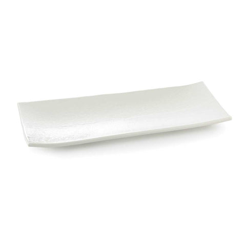 Tablecraft Frostone Collection White Melamine Textured Finish Rectangular Tray, 24.75 x 10.25 x 1.5 inch