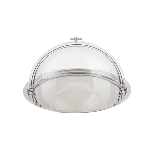 Tablecraft Remington Collection Rice Pattern 18-8 Stainless Steel Round Tray, 21 x 21 x 0.25 inch
