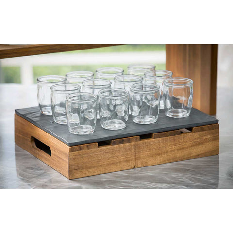 Tablecraft Frostone Slate Collection Melamine Black Slate Rectangular Display Tray, 20.625 x 12.75 x 0.3125 inch