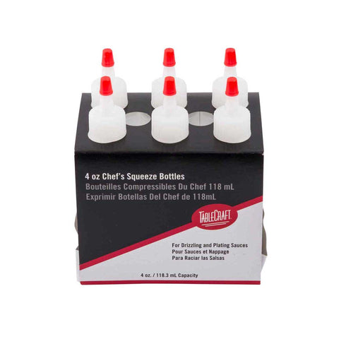 Tablecraft Clear LDPE Chef Squeeze Bottle with HDPE Cap, 4 Ounce - 6 count per pack -- 12 packs per case