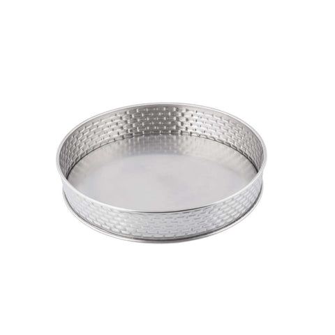 Tablecraft Brickhouse Collection Stainless Steel with Embossed Brick Pattern Round Diner Patter, 8.125 x 8.125 x 1.625 inch