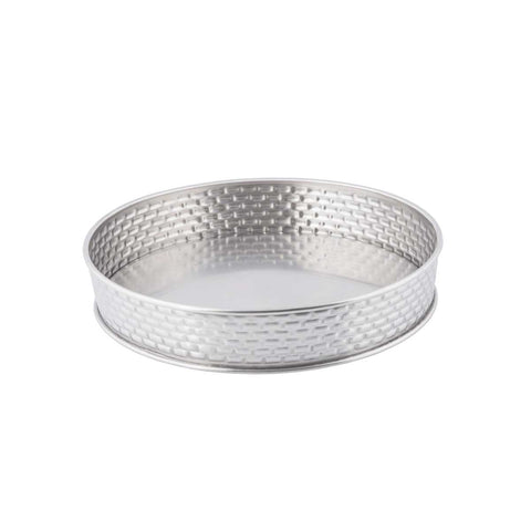 Tablecraft Brickhouse Collection Stainless Steel with Embossed Brick Pattern Round Diner Patter, 8.125 x 8.125 x 1.625 inch
