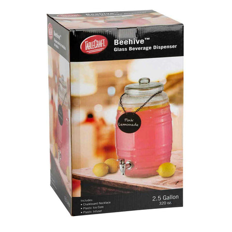 Tablecraft Beehive Collection Clear Glass Beverage Dispenser, 2.5 Gallon