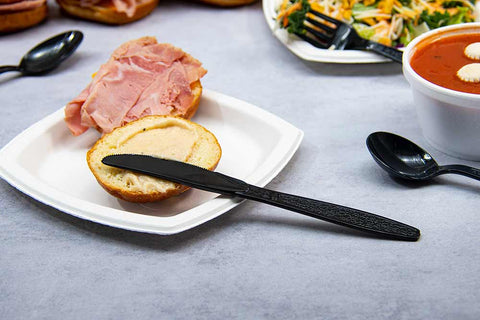 Solo Guildware Cutlery Black Bulk Heavy Weight Polystyrene Knife, 13.3 x 8.3 x 10.4 inch -- 1000 per case.