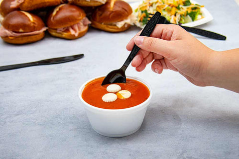 Solo Guildware Cutlery Black Bulk Heavy Weight Polystyrene Teaspoon, 6 1/8 inch -- 1000 per case.
