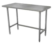 Standard Stainless Steel, Flat Top Work Table With Stainless Steel legs and Open Base, 30 x 72 inch.
