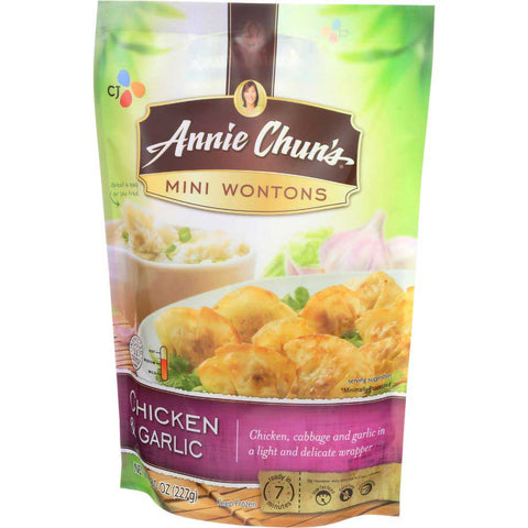 Annie Chuns Chicken and Garlic Mini Wonton, 8 Ounce -- 9 per case.