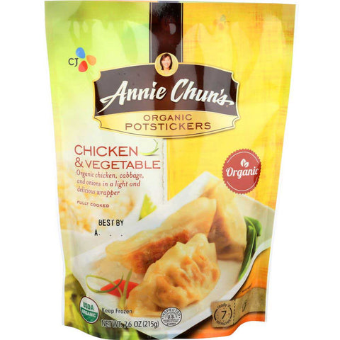Annie Chuns Organic Chicken and Vegetable Potsticker, 7.6 Ounce -- 9 per case.