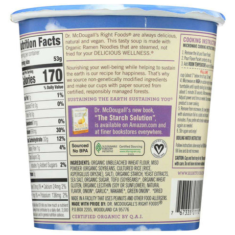 Dr McDougalls Right Foods Miso Big Cup Soup, 1.9 Ounce -- 6 per case.