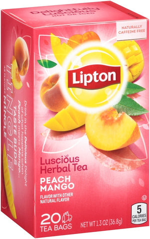 Lipton Peach Mango Herbal Tea Bag, 20 count per pack -- 6 per case.
