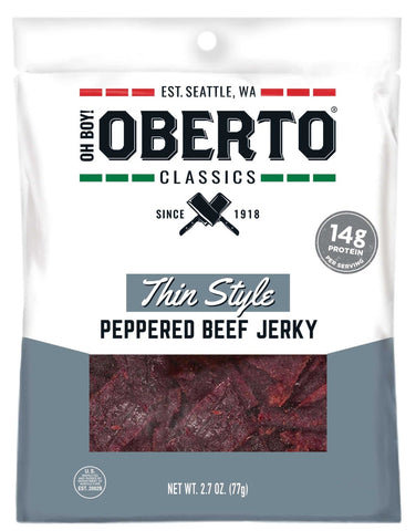 Oberto Peppered Thin Style Beef Jerky, 2.7 Ounce -- 8 per case