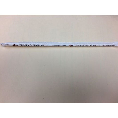 Teds Montana Grill 100 Percent Compostable Wrapped Special Print Jumbo Straw, 7.75 inch - 400 per pack -- 24 packs per case