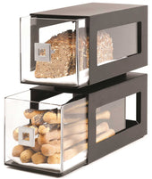 Rosseto Two Tier Black Matte Metal Column with Drawer, 6.13 x 12.4 x 13.25 inch
