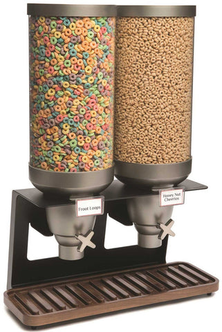 Rosseto EZ Serv 2 Container Tabletop Dispenser with Walnut Tray, 21.13 x 10 x 29 inch