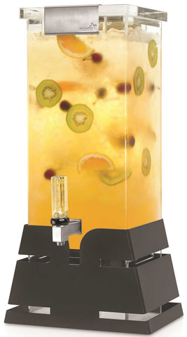 Rosseto Square Beverage Dispenser and Lock with Black Matte Pyramid Base, 3 Gallon