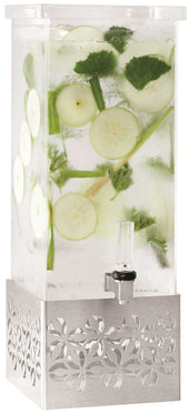 Rosseto Iris Square Beverage Dispenser and Lock with Stainless Steel Base, 3 Gallon