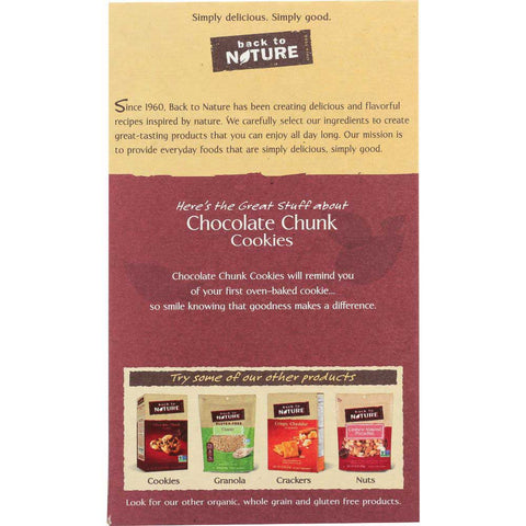 Back To Nature Chocolate Chunk Cookie, 9.5 Ounce -- 6 per case
