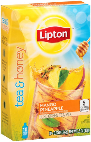 Lipton Mango Pineapple Iced Green Tea To Go Stix - 10 per pack -- 12 packs per case.