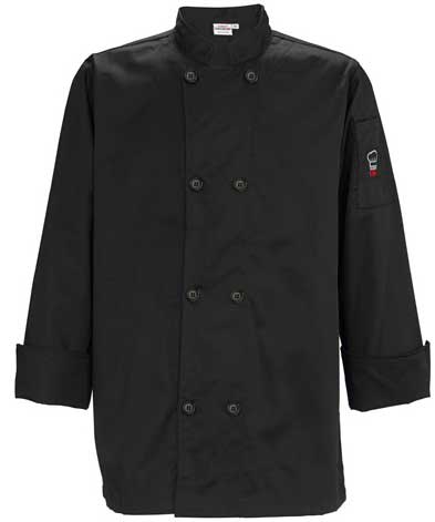 Winco Signature Chef Black Medium Tapered Fit Mens Chef Jacket -- 24 per case